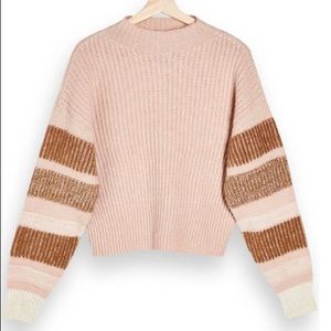 Topshop Stripe Mock Neck Sweater